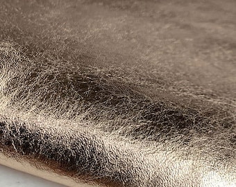 Rose Gold creased metallic leather, Genuine Italian leather by the yard, Leather supplier, Leather for bagmaking, Shinny leather, calf skin