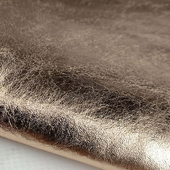 Rose Gold creased metallic leather, Genuine Italian leather by the yard,  Leather supplier, Leather for bagmaking, Shinny leather, calf skin