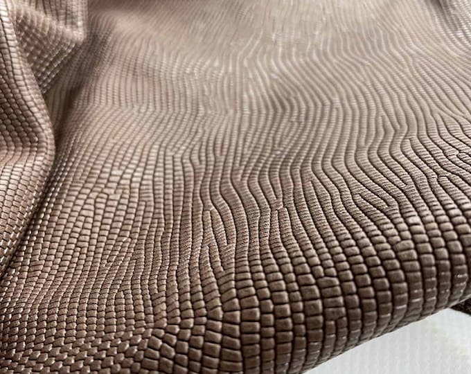 Brown Lizard Print, Embossed leather, Reptile prints, Calf skin leather, Genuine Italian Cow leather, Leather supplier, DIY leather projects