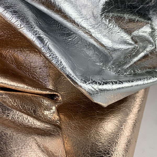 Rose Gold creased metallic leather, Genuine Italian leather by the