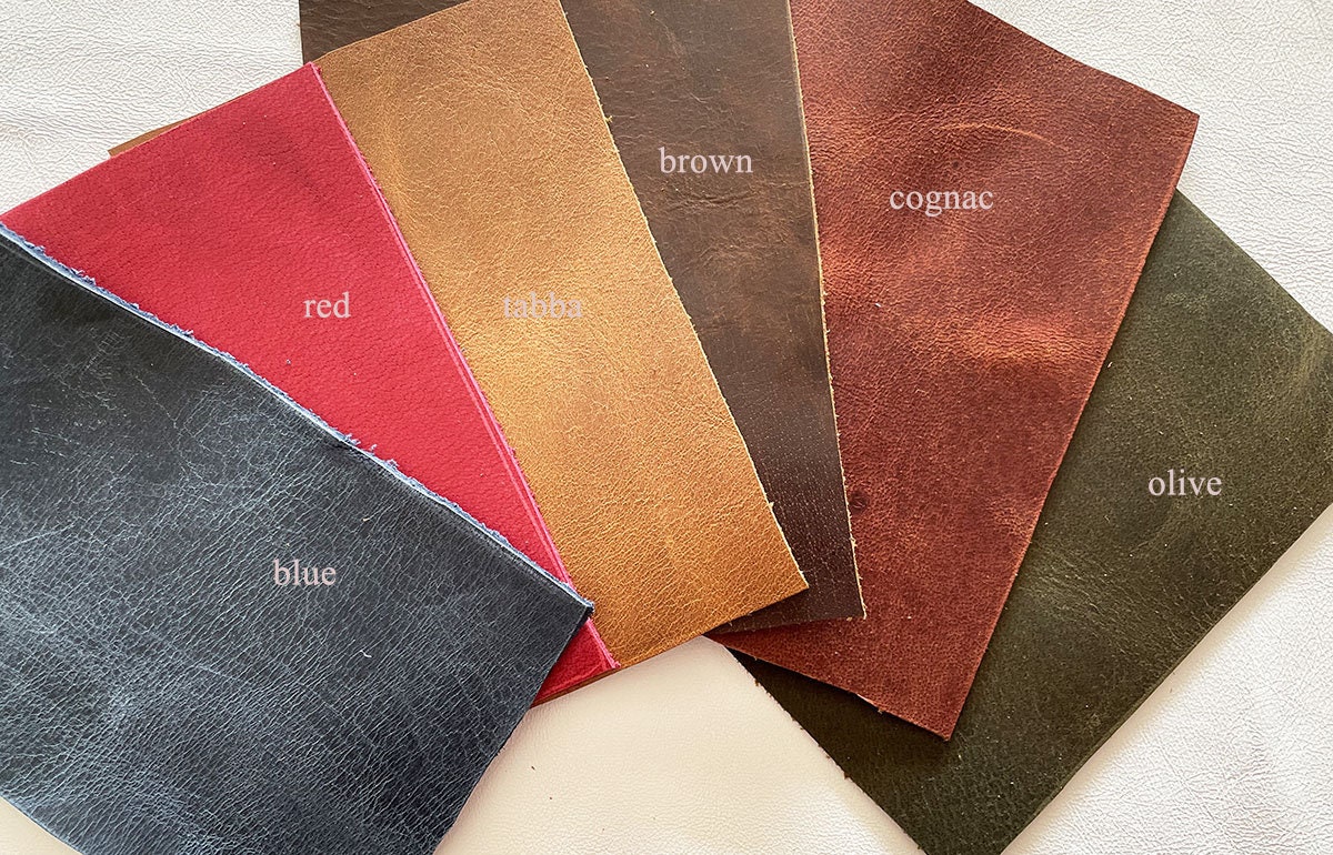 6 Pieces Crazy Horse Leather Sheets 10.25''X7.3'',Leather Pieces for crafts  and DIY, Veg tanned leather, Genuine Italian Calf skin, Vintage