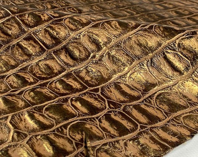 Croco Stamped Metallic Leather, Exotic printed leather hides, Calf skin, Leather supplier, Leather for shoes, Leather for bag making