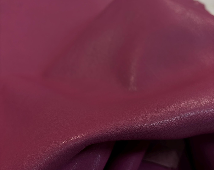 Magenta Pebbled Nappa Leather, Soft Italian Lambskin, Leather Supplier, DIY Leather Hides, Genuine Leather for Sale, Leather Store