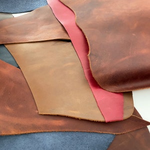 Vegetable Tanned Leather Scraps: Waxed Cowhide Remnants (2kg)