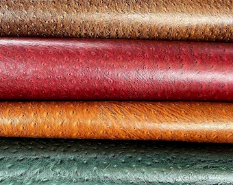 Ostrich Leather Prints, Embossed Cowhide Leather Sheet for Bags,Wallet,Crafts,Uphostery (50X70cm, 1.2mm)