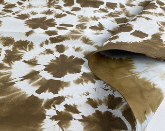 Brown Tie Dye Goat Suede Leather Set: Italian Leather Hides
