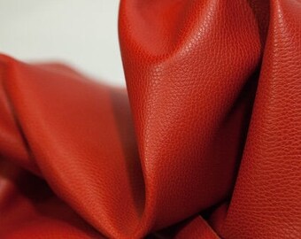 Pure Red Embossed Upholstery leather, Dollaro Leather for Furniture Coverings, Textured leather, Cowhides for Sale, DIY leather Supplier