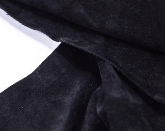 Black Split Suede leather, Soft Italian Suede leather, Calf Leather For Bags and shoes, Genuine Italian Leather Hide, Upholstery leather