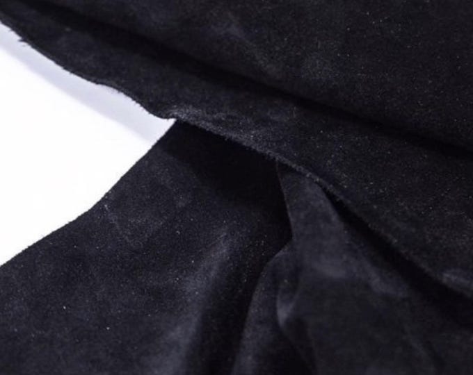 Black Split Suede leather, Soft Italian Suede leather, Calf Leather For Bags and shoes, Genuine Italian Leather Hide, Upholstery leather