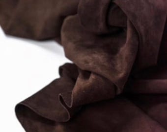 Chocolate Brown Calf Suede Leather: Italian Soft Cowhide (1.2mm)