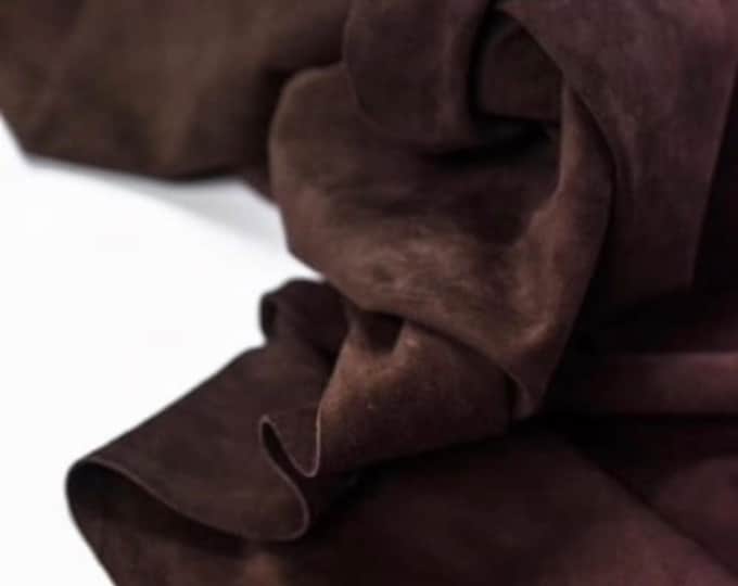 Calf Split Suede leather, Chocolate Brown Suede leather, Soft brown Italian Suede for Shoes and bags, Cowhide Suede leather, Brown Calf Skin