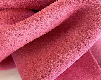 Pink Rouge Split Suede Leather, Genuine Italian Calf Suede Leather Hide, Pink Suede for bags and shoes, Hides for Crafts and DIY projects