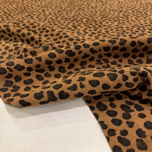 Leopard Print Brown Split Suede Leather: Calf Skin for Bags, Shoes