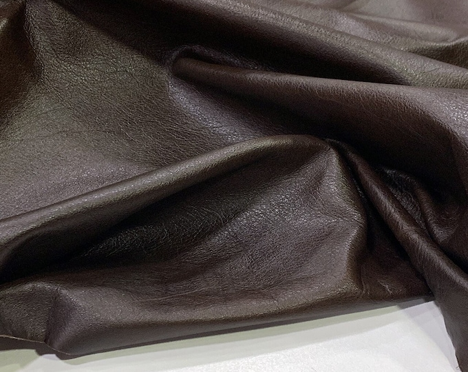 Chestnut Thin Upholstery Leather Hide, Cow Leather Supply, Leather for stools, furniture and Clothing, Premium quality Italian leather