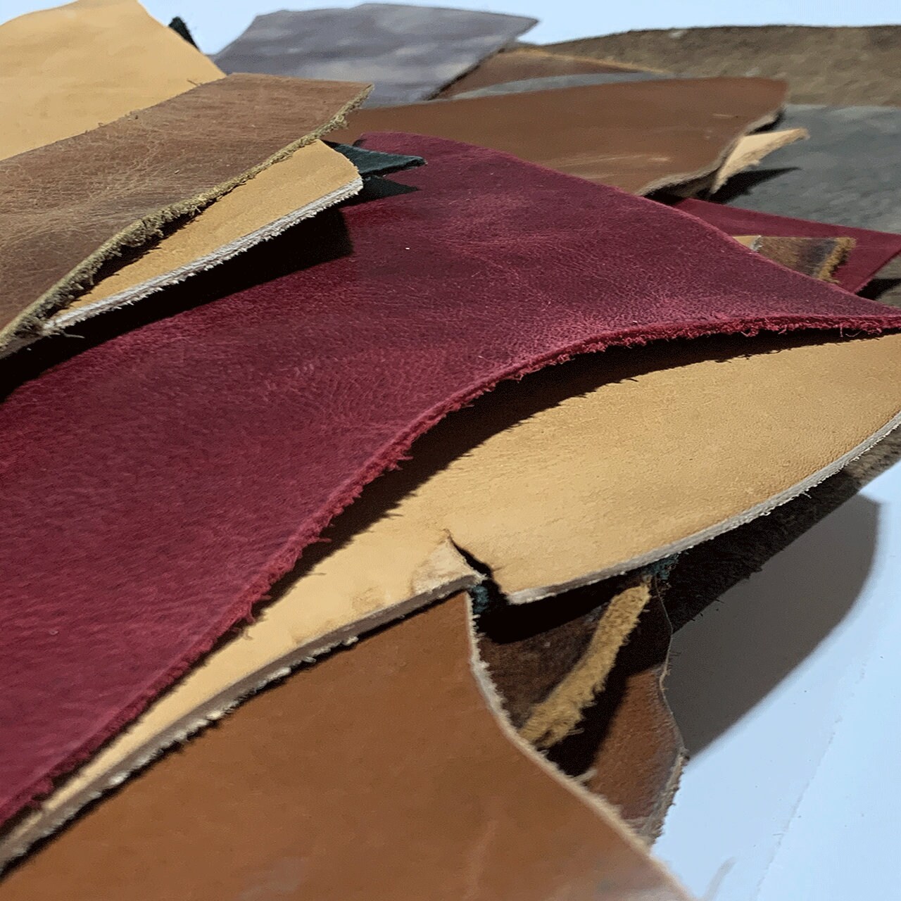 Leather Scraps, Vegetable tanned leather, Waxed Leather