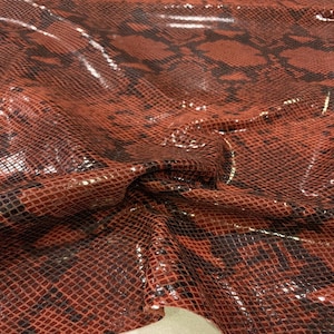 Vermilion Snake Print Leather Hide: Italian Calf Skin