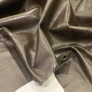 Olive Brown Italian Calfskin Leather Hide: Thin Upholstery, DIY Crafts