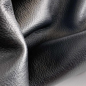 Black Embossed Dollaro Leather: Italian Cowhide for Upholstery