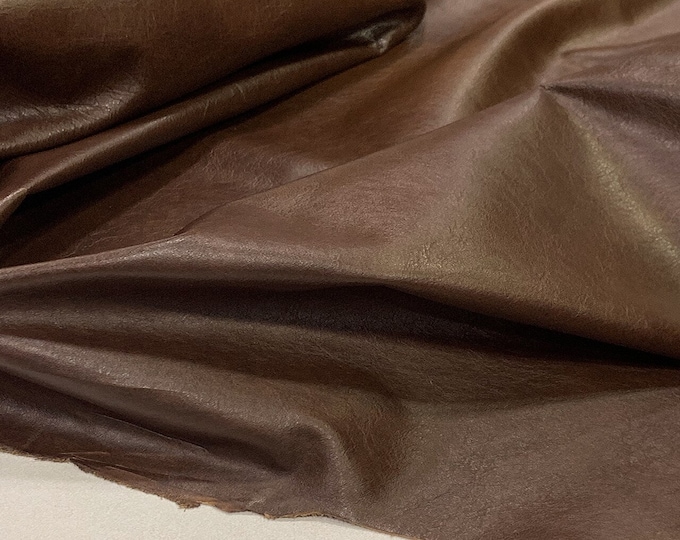 Brown Thin Calf Upholstery Leather Hide, Durable leather for furniture restorations and crafts, DIY Leather Supplier, Italian Leather