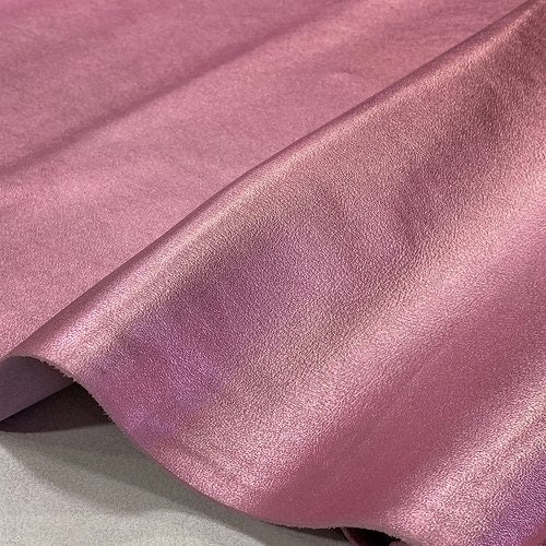 Pink Metallic Leather Hide, Metallic Calf Leather, Pink Leather