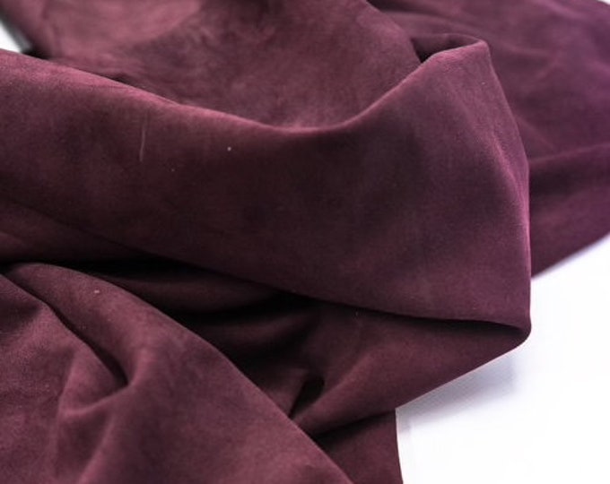 Split Suede Leather, Deep Purple Soft Italian Suede Leather, Purple Jewel Suede Calf Skin, Cowhide Suede leather for bags and shoes