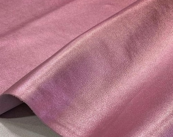Pink Metallic Leather Hide, Metallic Calf Leather, Pink Leather Hide, Metallic leather for shoemaking, leather garments, Leather upholstery