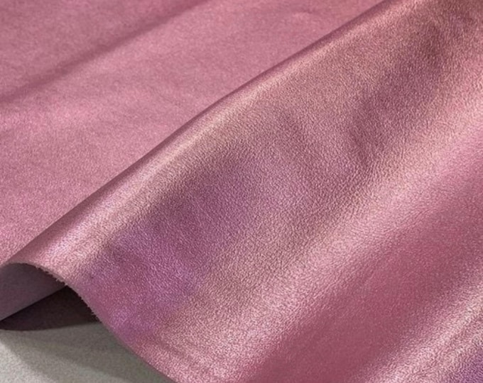 Pink Metallic Calf Leather Hide: Italian Shoemaking Garment Upholstery