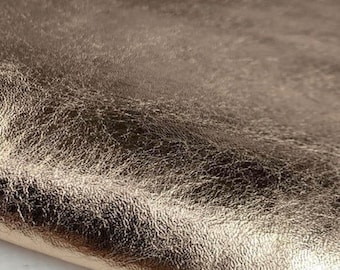 Rose Gold Creased Metallic Calf Skin Leather - Italian Leather