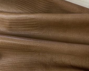 Camel Plum Snake Print Goatskin, Exotic Prints on Leather, Stamped and Printed leather hides, Leather for bags and shoemaking, Italian skins