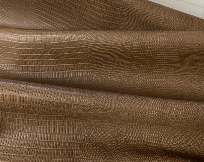 Camel Plum Snake Print Goatskin, Exotic Prints on Leather, Stamped and Printed leather hides, Leather for bags and shoemaking, Italian skins