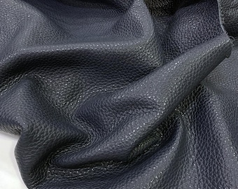 Navy Blue Embossed Pebble Cowhide: Italian Upholstery Leather