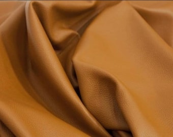 Caramel Embossed Italian Leather Hide: Pebble Grain Cowhide