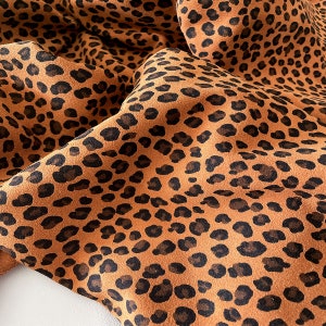 Cinnamon Leopard Print Split Suede Leather - Italian Calfskin