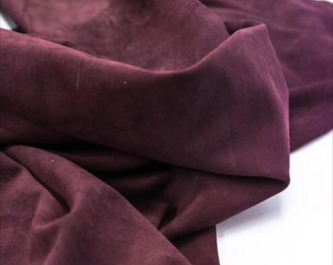Split Suede Leather, Deep Purple Soft Italian Suede Leather, Purple Jewel Suede Calf Skin, Cowhide Suede leather for bags and shoes