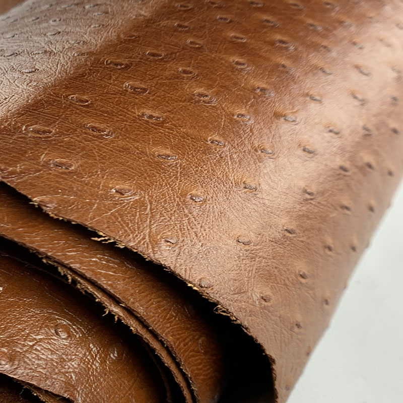 Ostrich Leather Prints, Embossed Leather hides with ostrich stamp
