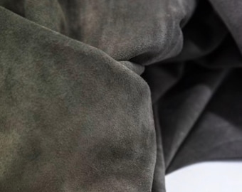 Dark Grey Split Suede Leather: Soft Italian Calf Skin (1.2mm)