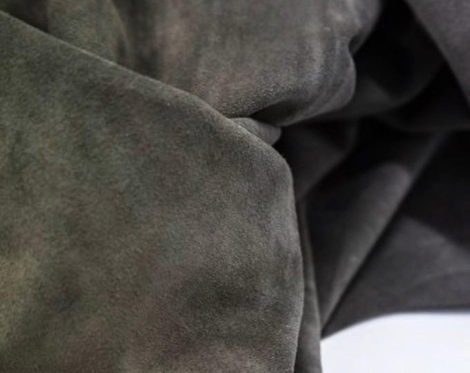 Split Suede Leather, Dark grey Calf Skin, Soft Italian Suede, grey Cowhide Skin for shoes and bags.