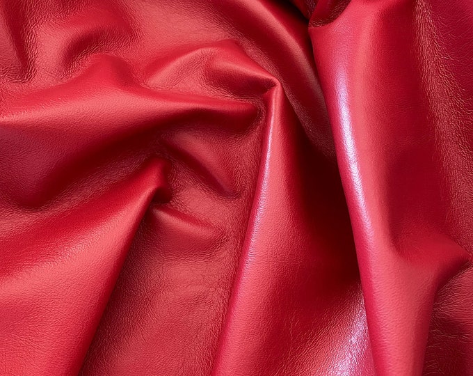 Ruby Red Nappa Leather, Soft Lambskin for clothing and sewing, Genuine Italian Leather, Premium quality leather hides, DIY leather supplier