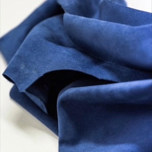 Split Suede Leather, Blue Electric Suede Soft Italian Leather,Greek Blue Suede leather For Bags and Shoes, Blue Calf Skin