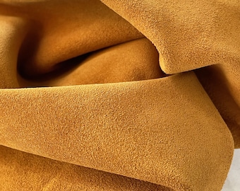 Golden Brown Suede Leather, Calf Split Suede Leather, Genuine Italian leather, Leather for shoes, Leather for bags, Upholstery leather Hides