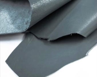 Steel Blue Pebbled Nappa Leather, Soft Italian Lambskin, Leather Supplier, DIY Leather Hides, Genuine Leather for Sale, Leather Store