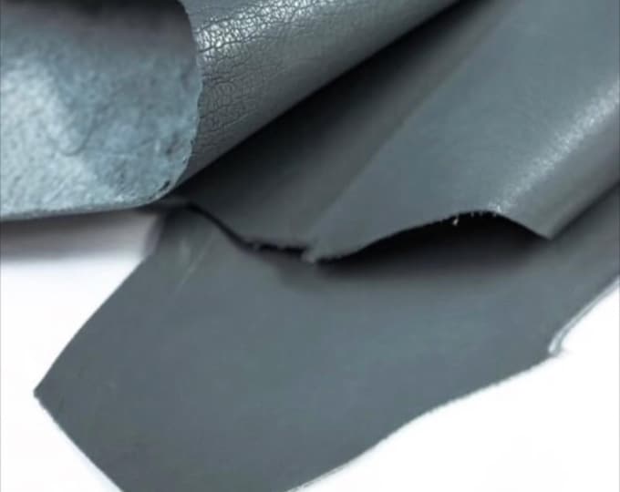 Steel Blue Pebbled Nappa Leather, Soft Italian Lambskin, Leather Supplier, DIY Leather Hides, Genuine Leather for Sale, Leather Store
