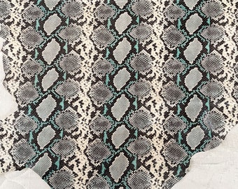 Beige Snake Print Italian Goat Leather Hide: Exotic DIY Craft Material
