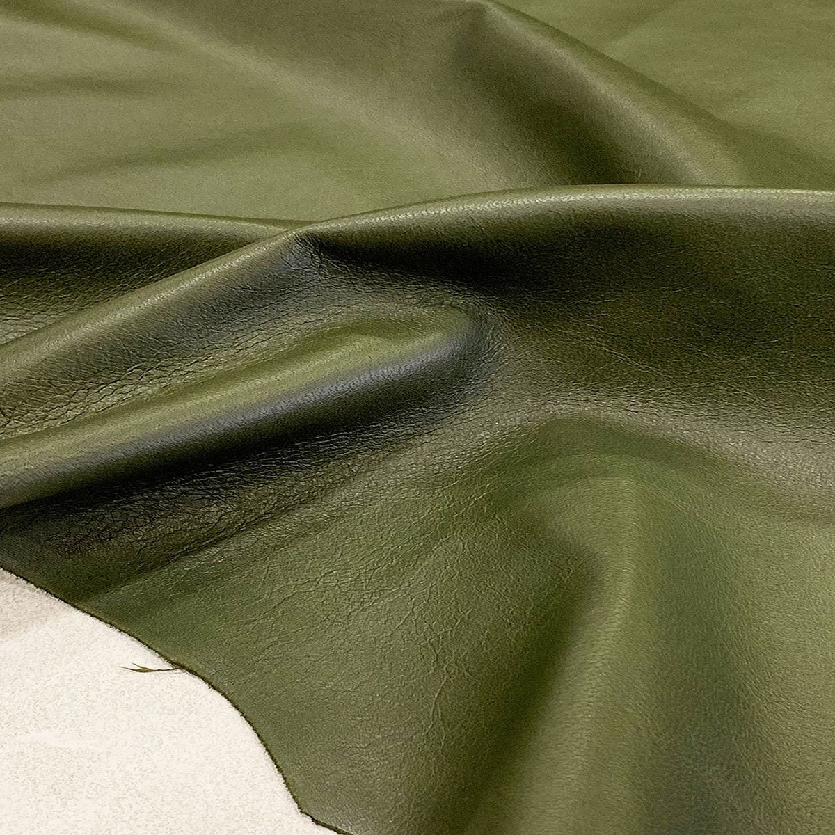 Olive Green Nappa Leather, Soft Lambskin for clothing and sewing
