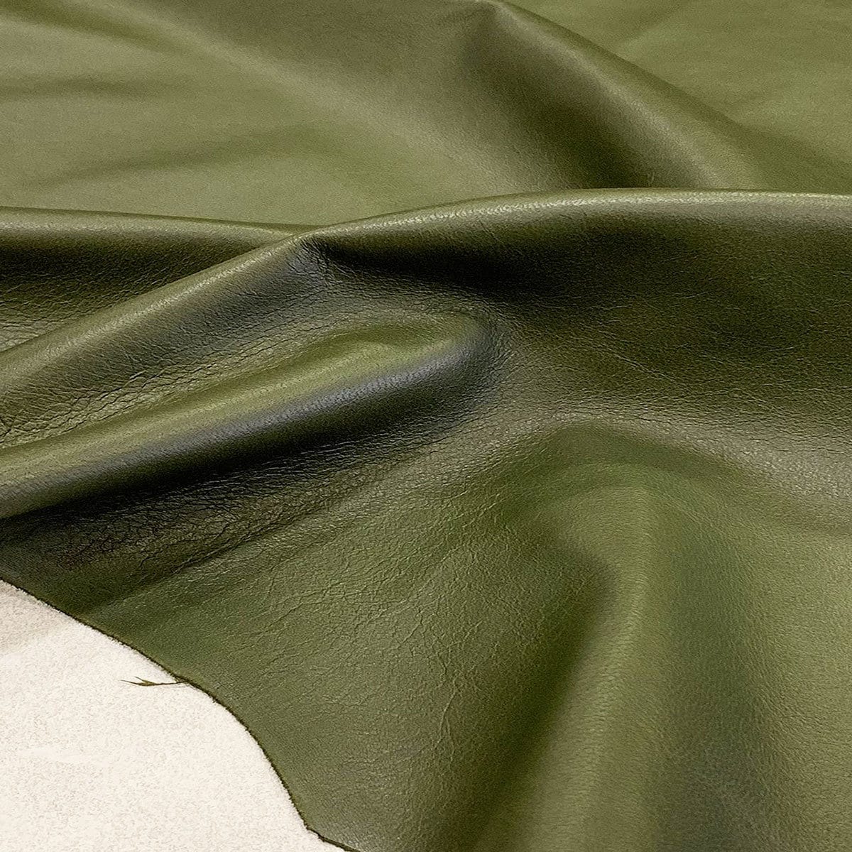 Olive Green Nappa Leather, Soft Lambskin for clothing and sewing