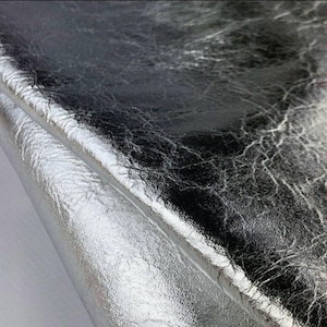 Silver Metallic Calf Skin Leather: Italian Leather for Crafts