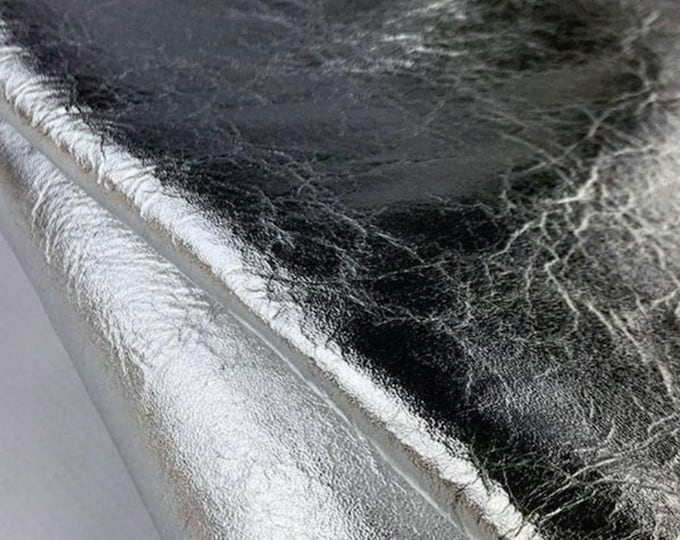 Silver Metallic Calf Skin Leather: Italian Leather for Crafts