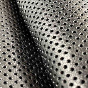 Black Perforated Leather, Goatskin, Leather for sewing, Leather supplier, Italian leather supplier, Black goat leather