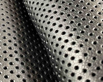 Black Perforated Leather, Goatskin, Leather for sewing, Leather supplier, Italian leather supplier, Black goat leather
