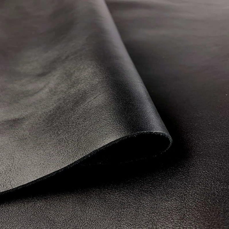Italian Black Smooth Cow Leather: Full Grain DIY Leather Supplier image 1